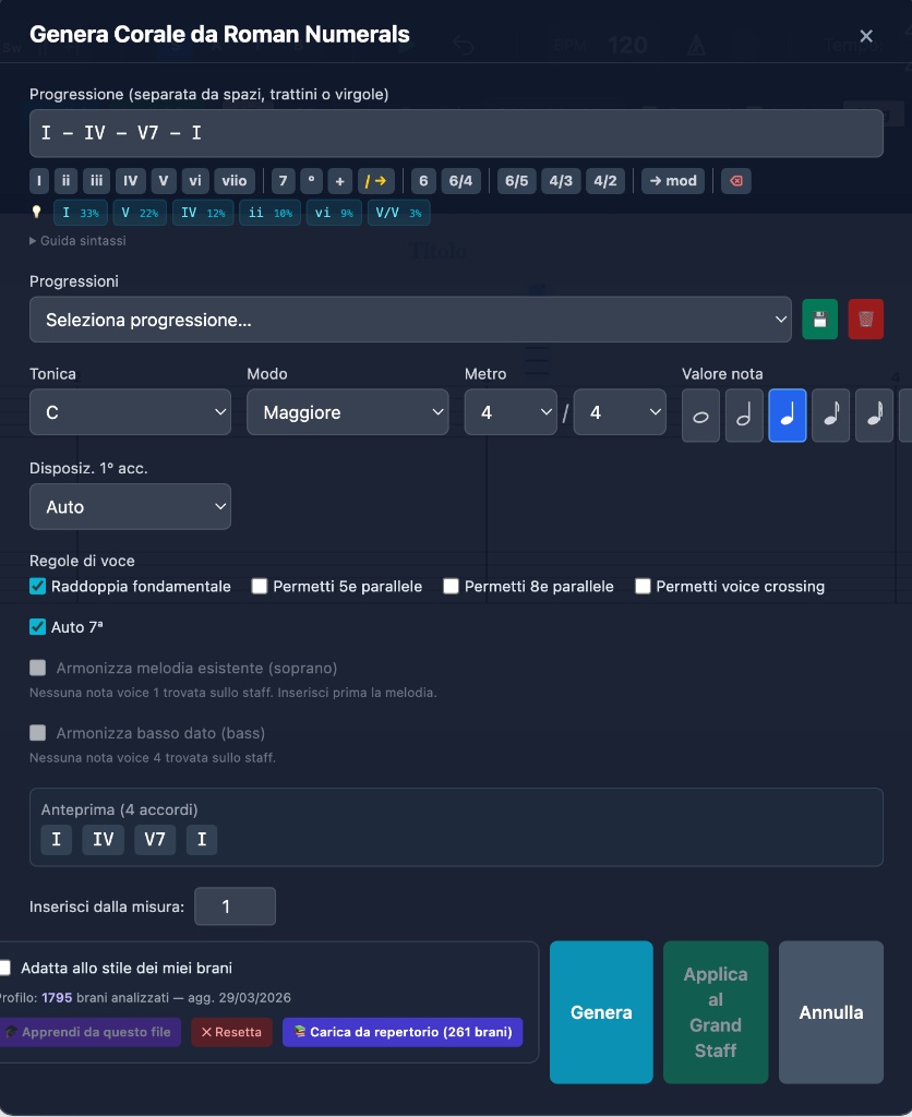 Generatore corali da Roman numerals